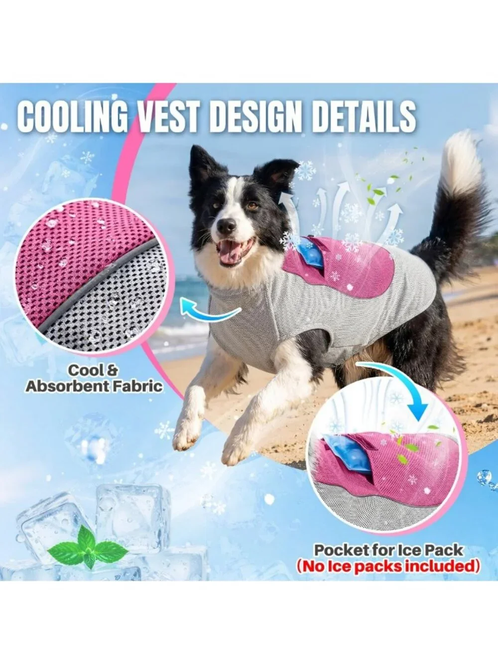 Cooling Dog Vest with Ice Pack Pocket | Evaporative Cooling Jacket for Hot